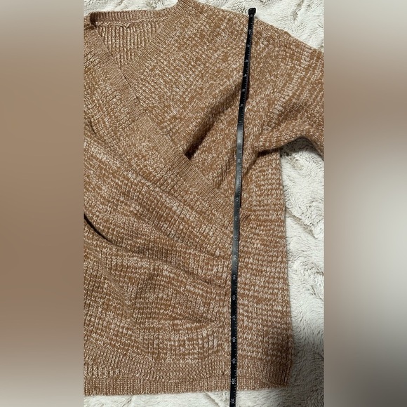 SHEIN Brown Knit Faux Wrap V Neck Chunky Sweater - Picture 3 of 7